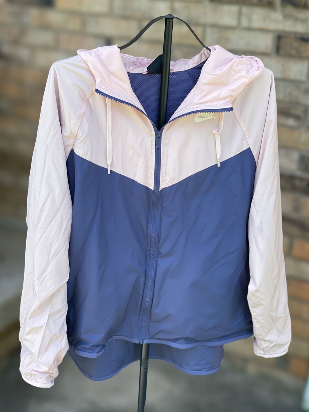 Nike Pink Navy Colorblock Hooded Windbreaker Jacket 1X